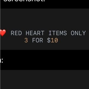 Red Heart 3X10 
❤️❤️❤️❤️❤️
Only red ❤️